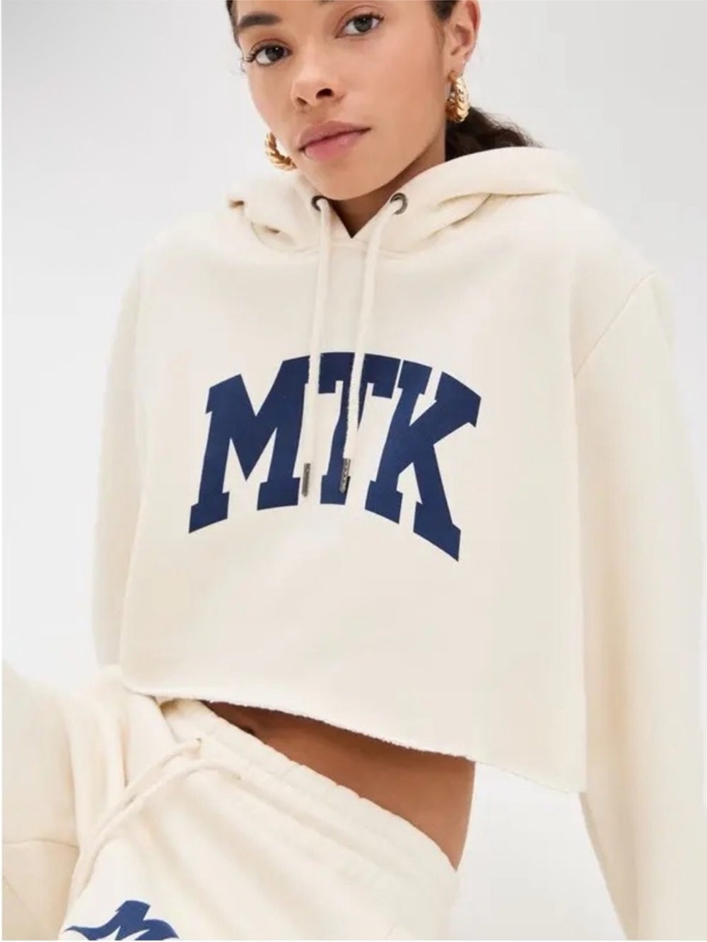Denimist Cropped Cream Hoodie